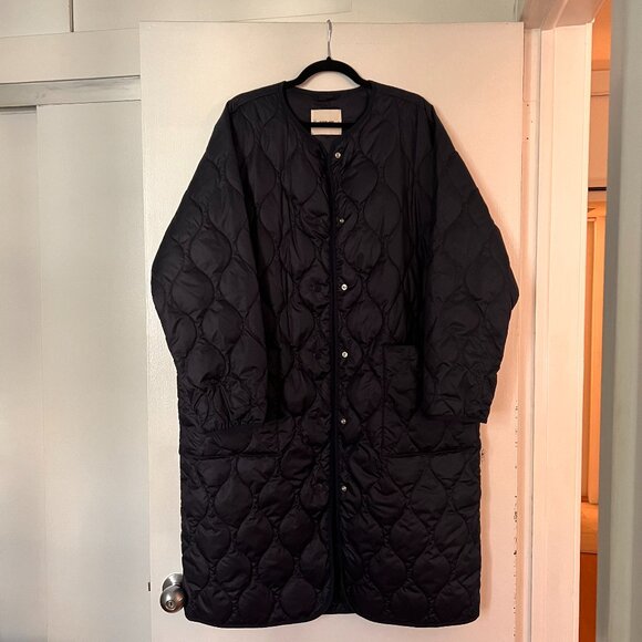 Everlane The Long Quilted Liner - Navy - Women's - XL - Picture 1 of 7